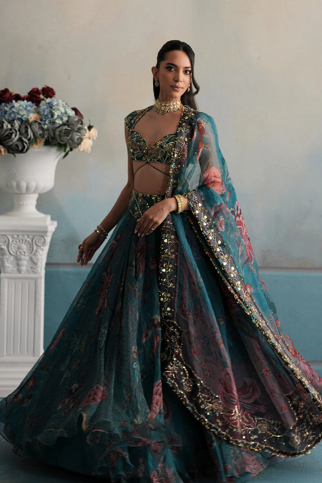 Rent Mahima Mahajan Teal Lehenga