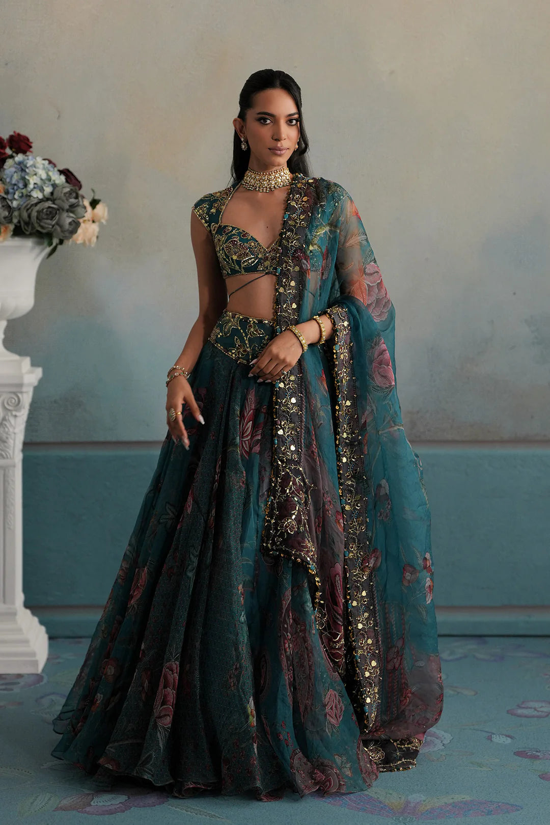 Rent Mahima Mahajan Teal Lehenga