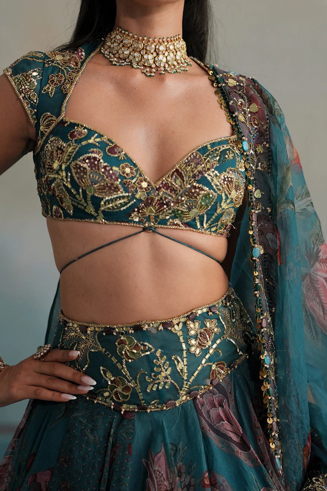 Rent Mahima Mahajan Teal Lehenga