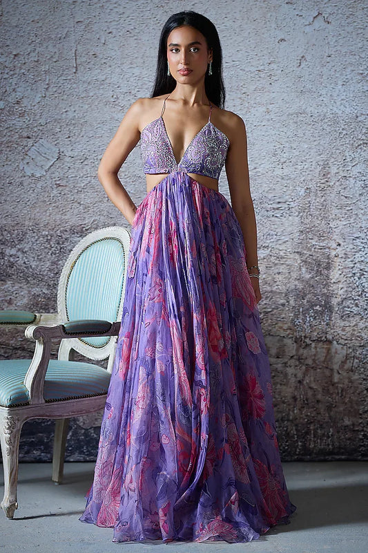 Rent Mahima Mahajan Lilac Organza Embroidered Gown