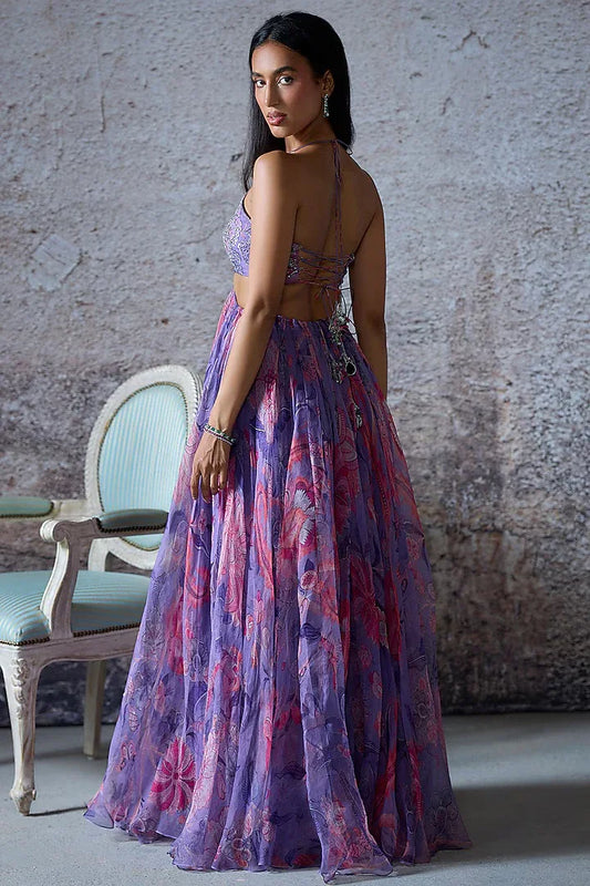 Rent Mahima Mahajan Lilac Organza Embroidered Gown