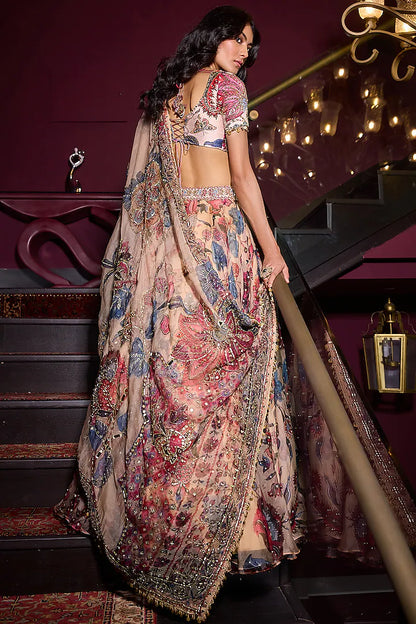 Rent Mahima Mahajan Sand Organza & Raw Silk Lehenga Set