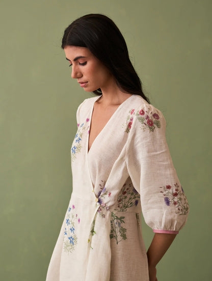 Buy Summer Vacation Ivory Botanical Dress