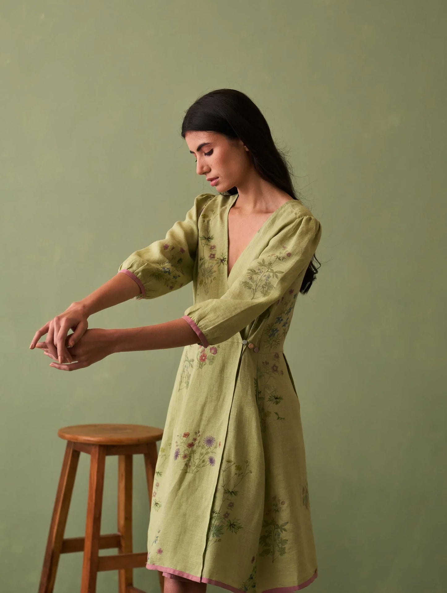 Buy Summer Vacation Green Botanical Dress