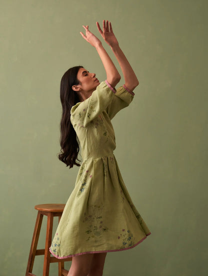 Buy Summer Vacation Green Botanical Dress
