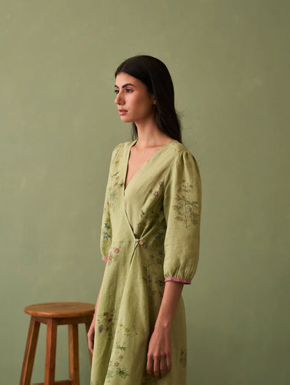 Buy Summer Vacation Green Botanical Dress