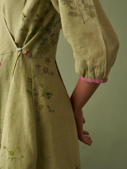 Buy Summer Vacation Green Botanical Dress