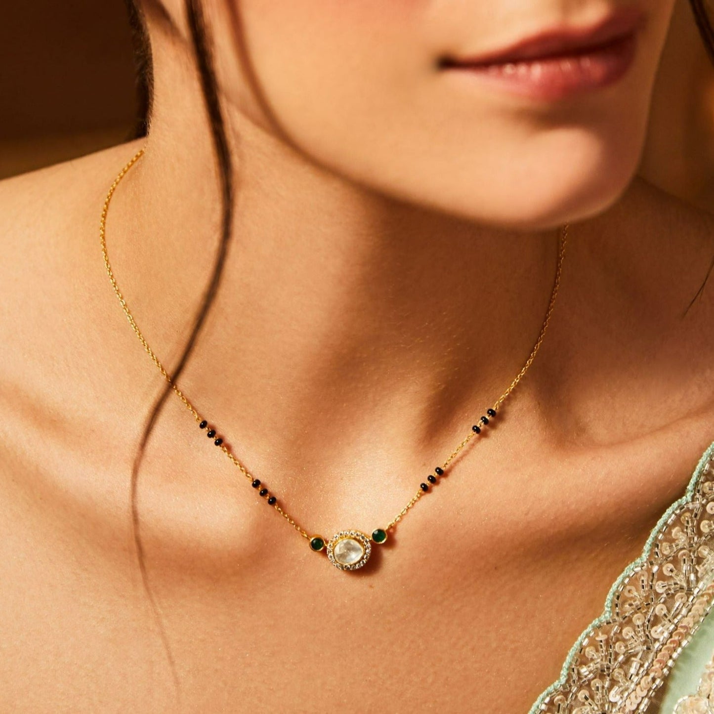 Harmony Moissanite 925 Silver Mangalsutra Necklace