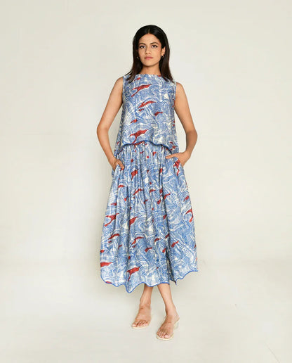 Buy Printed Cotton Bemberg Top & Skirt