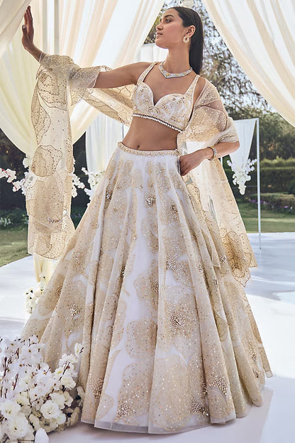 White Applique Embroidered Lehenga Set