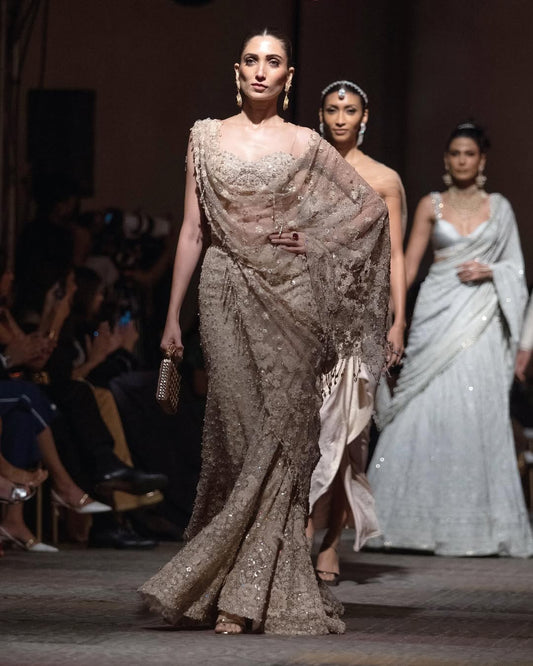 Rent Tarun Tahiliani Floral Embellished Signature Concept Saree Lehenga Set