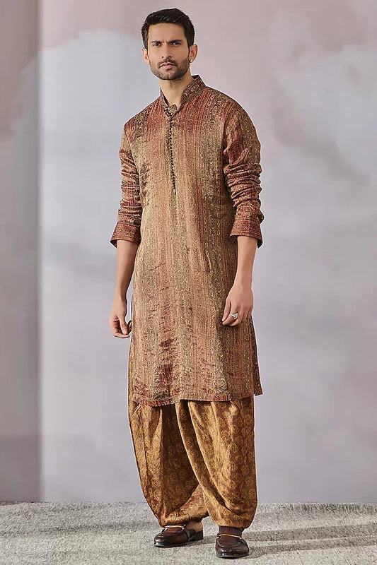 Rent Tarun Tahiliani Multi-Colored Tissue Georgette Printed Kurta Set