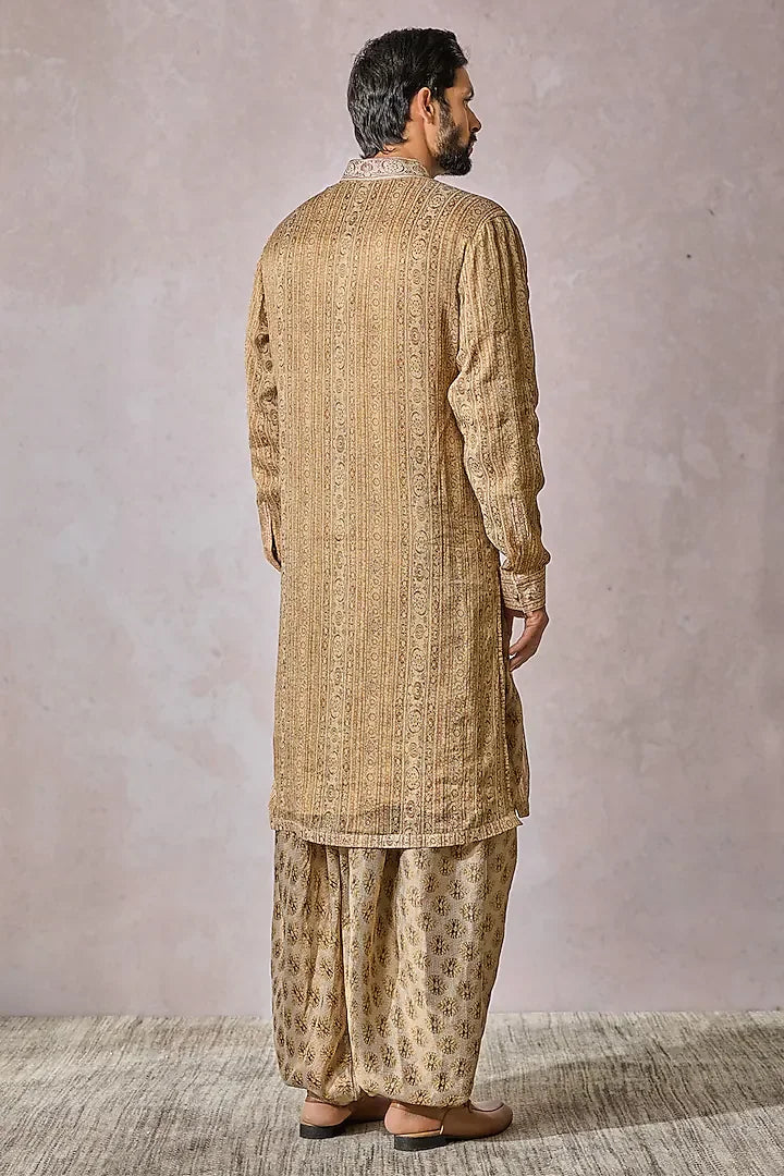Rent Tarun Tahiliani Ivory Tissue Georgette Printed Kurta Set