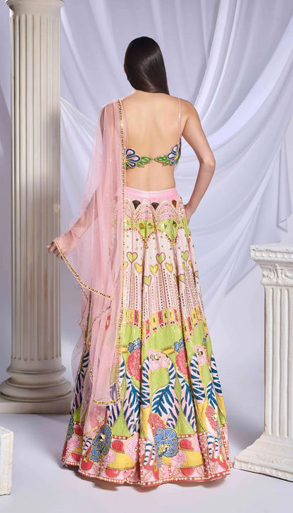 Rent Papa Don't Preach by Shubhika Multi-Colored Sequins Printed & Embroidered Lehenga Set