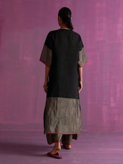 Buy Summer Vacation Embroidered Black Kurta