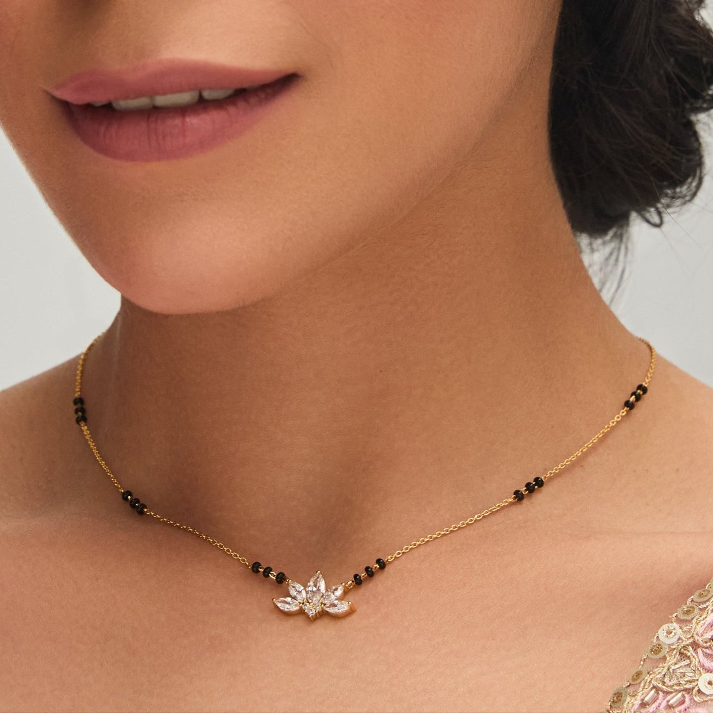 Blossom CZ 925 Silver Mangalsutra