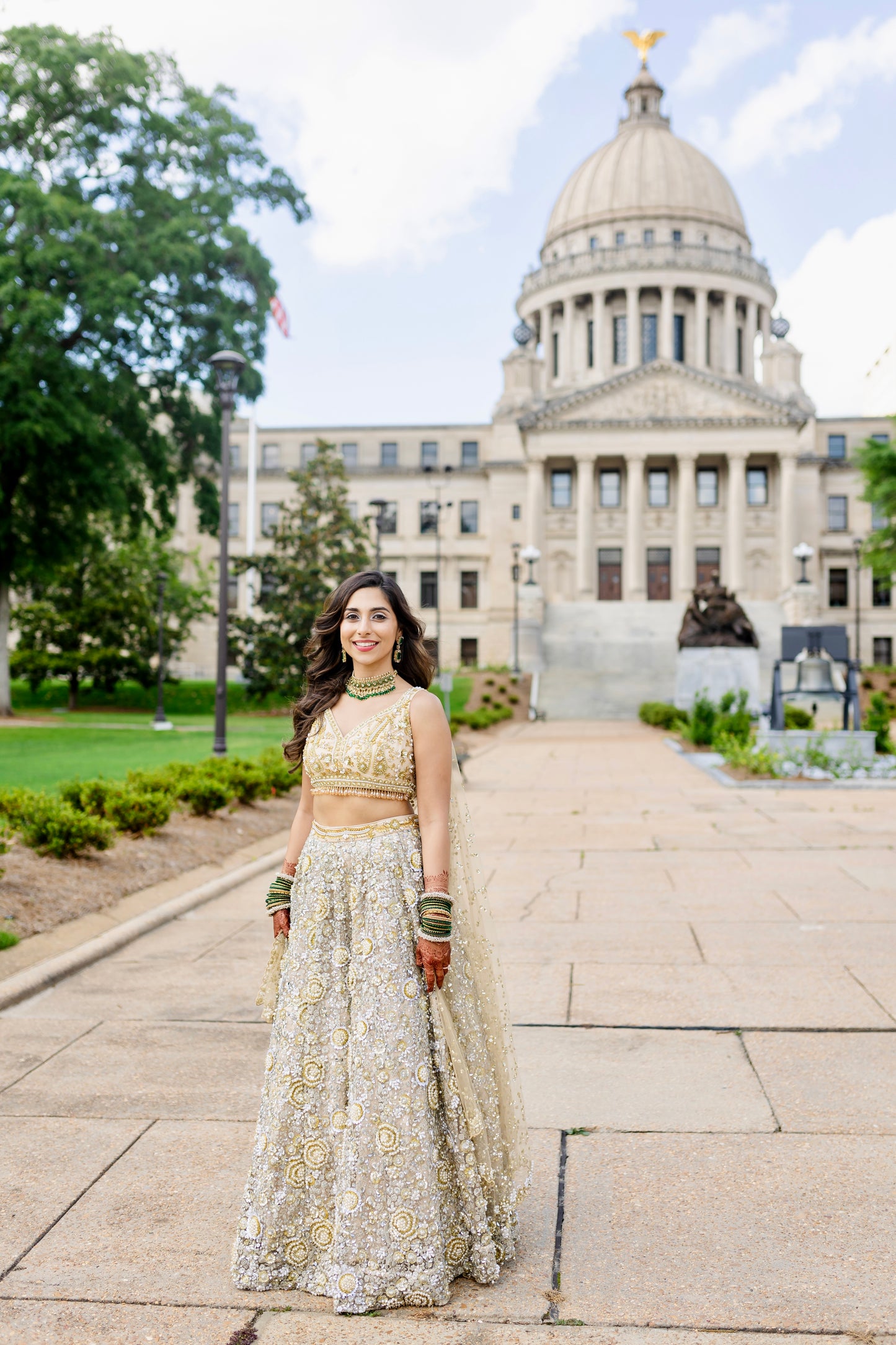 Ivory Net Sequins Embroidery Lehenga