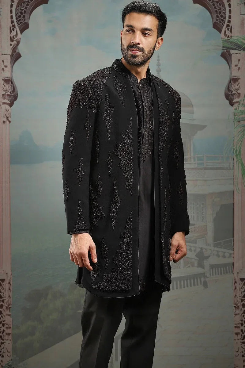 Rent Black French knot embroidered jacket set
