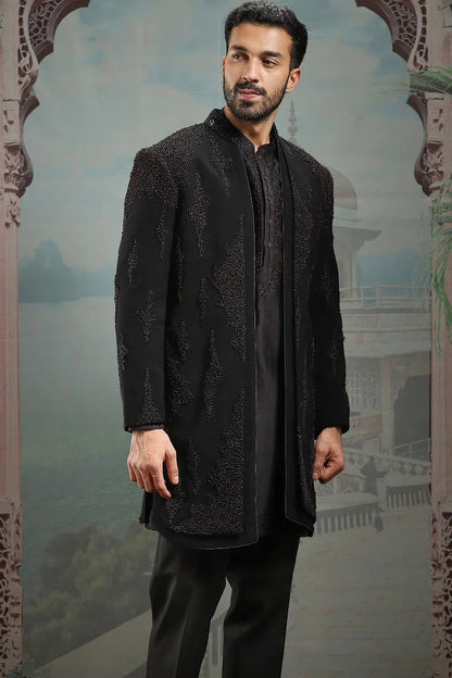 Rent Black French knot embroidered jacket set