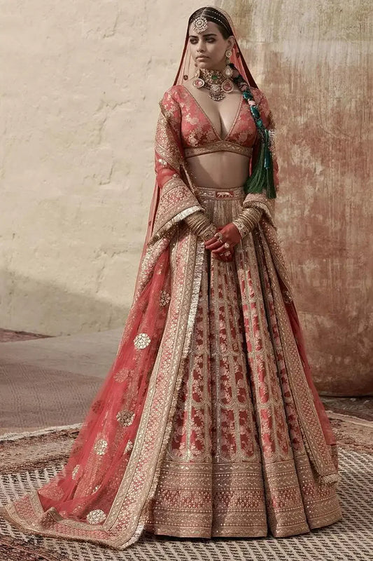 Rent Sabyasachi Red printed lehenga set