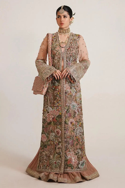 Rent Hussain Rehar Tea pink sequin embroidered sharara set