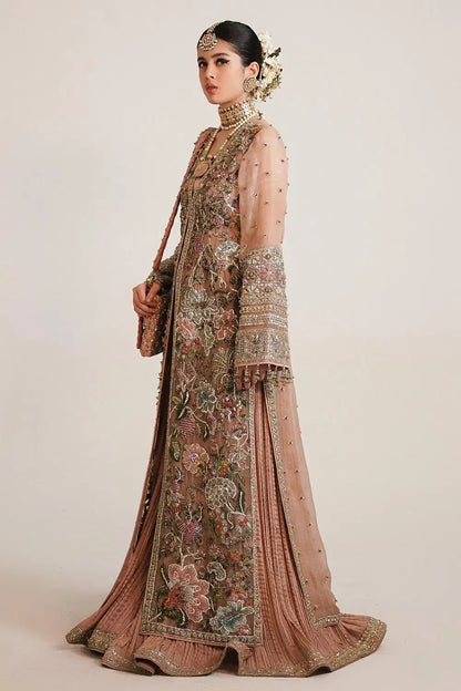 Rent Hussain Rehar Tea pink sequin embroidered sharara set