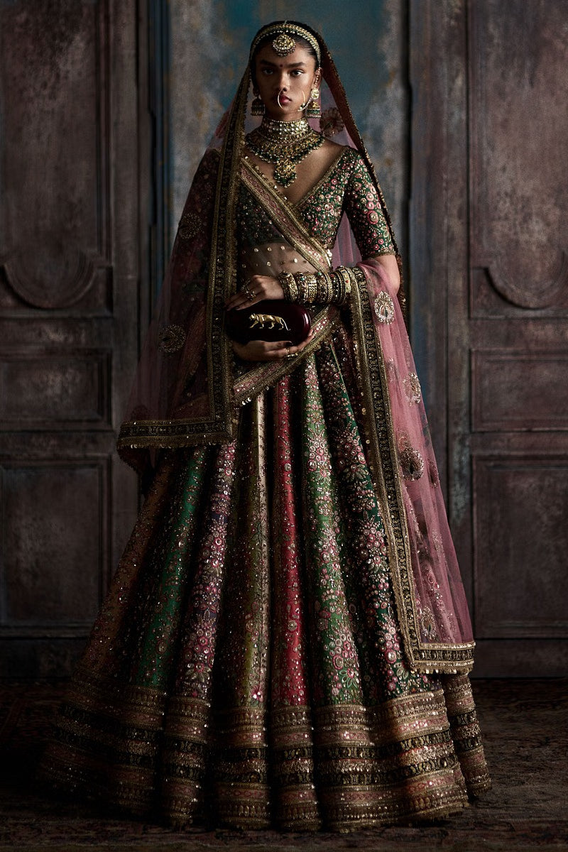Rent Sabyasachi Multicolour embroidered panelled lehenga set