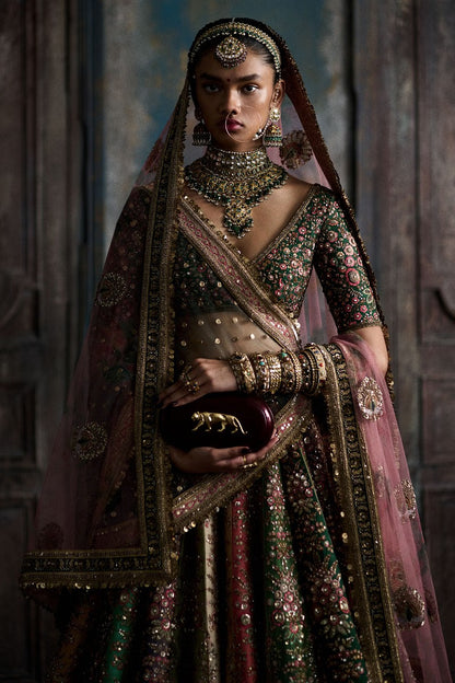 Rent Sabyasachi Multicolour embroidered panelled lehenga set