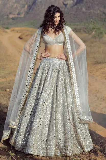 Rent - Ivory Embellished Lehenga Set
