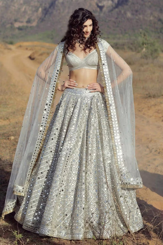 Rent - Ivory Embellished Lehenga Set