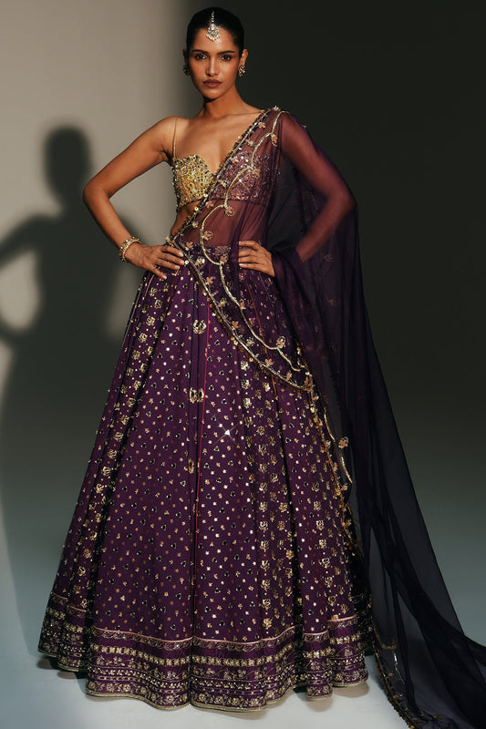 Rent Mahima Mahajan Grapevine Banarasi Silk Chanderi Lehenga Set