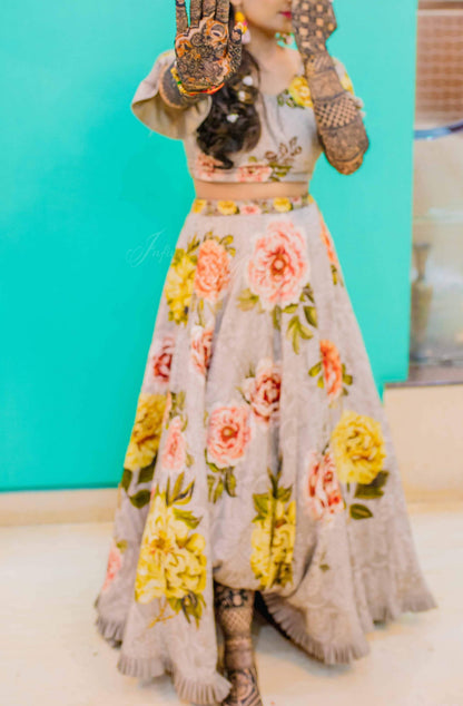 Floral off shoulder skirt set