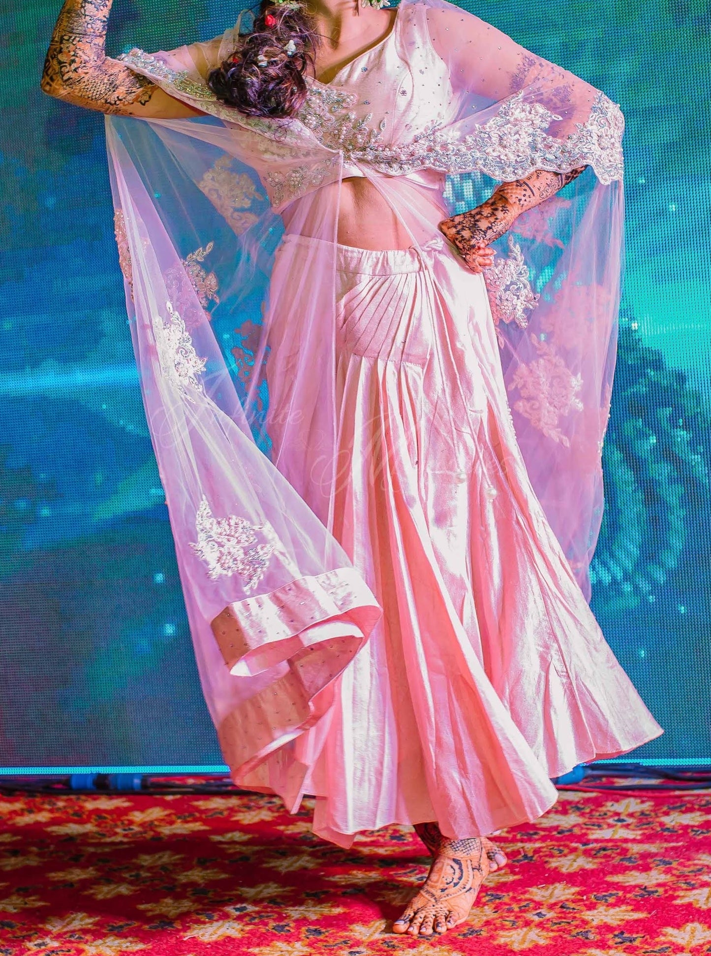 Designer skirt set with cape