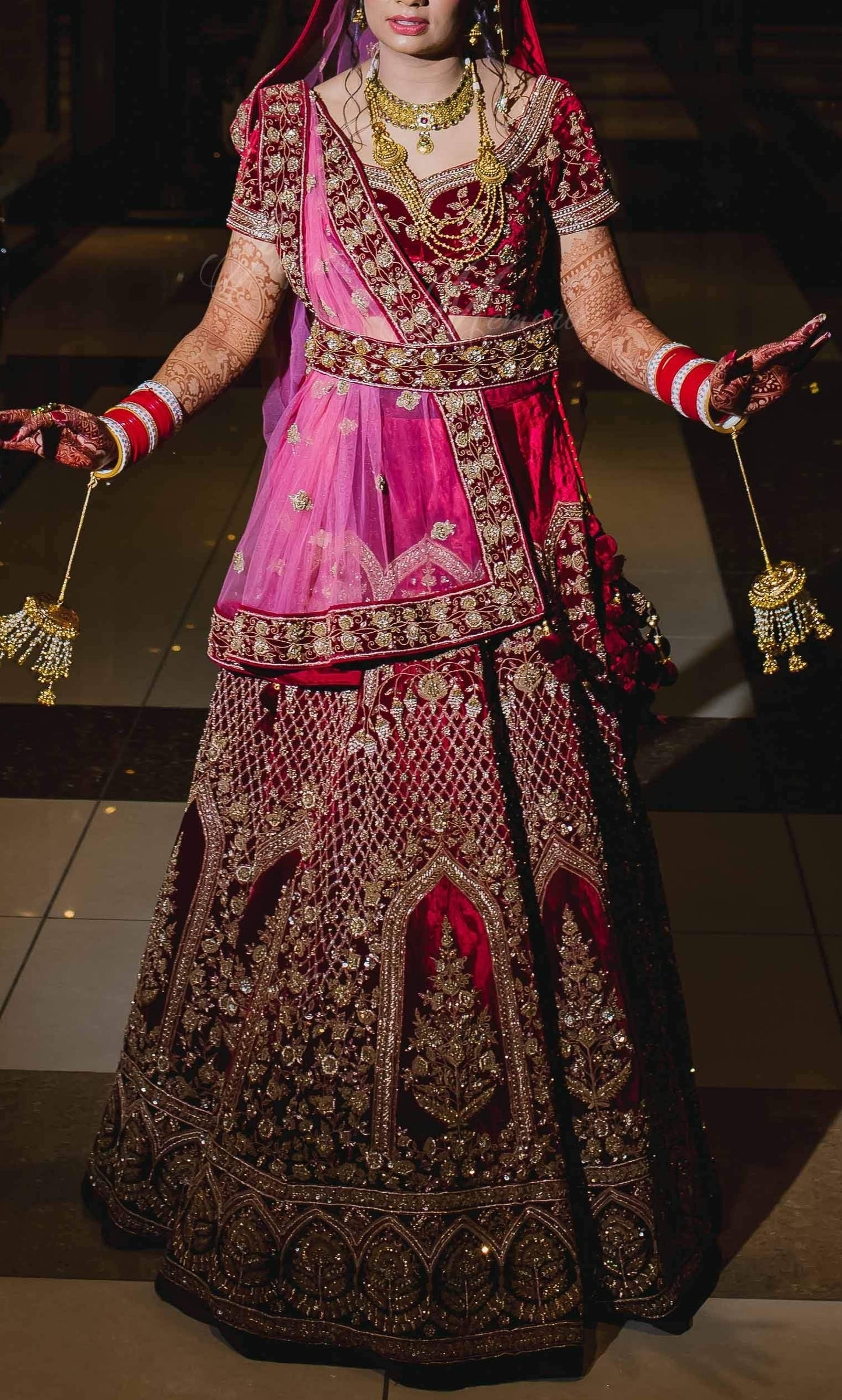 Sudhir Bhai Velvet Bridal Lehenga