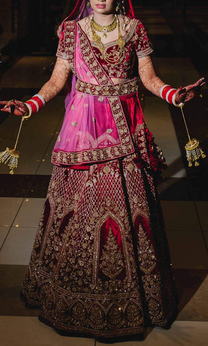 Sudhir Bhai Velvet Bridal Lehenga