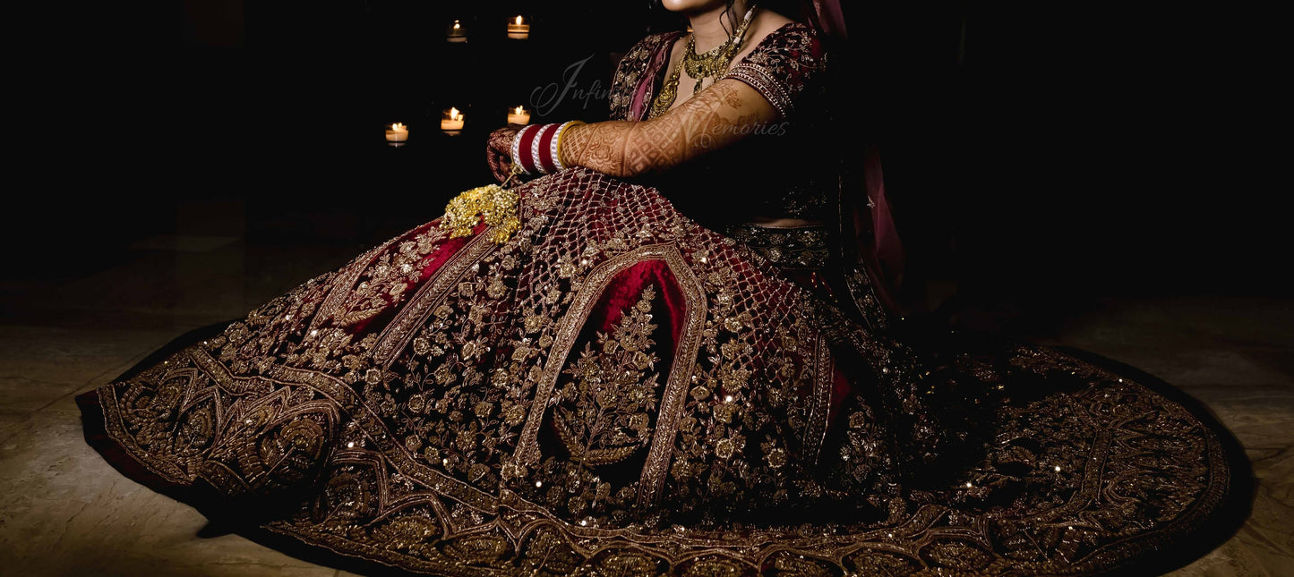 Sudhir Bhai Velvet Bridal Lehenga