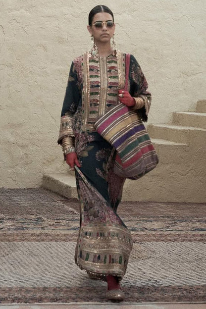 Rent Sabyasachi Blue embroidered kaftan