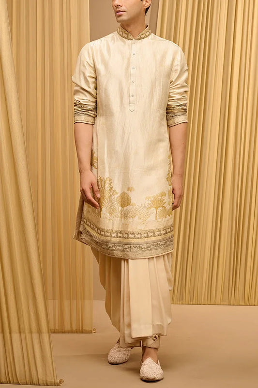 Rent Tarun Tahiliani Beige pichwai printed kurta