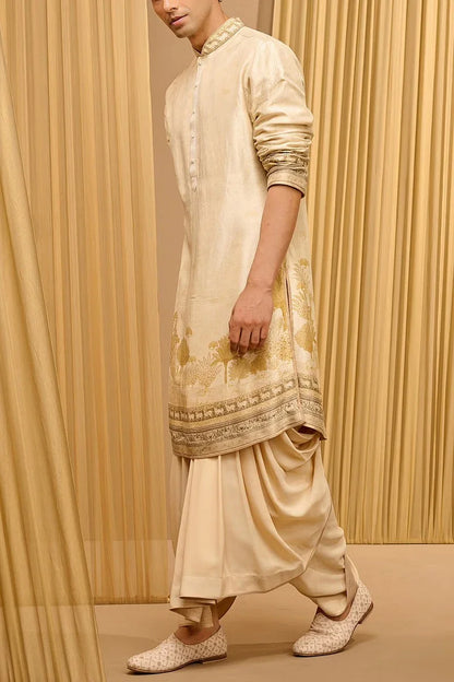 Rent Tarun Tahiliani Beige pichwai printed kurta