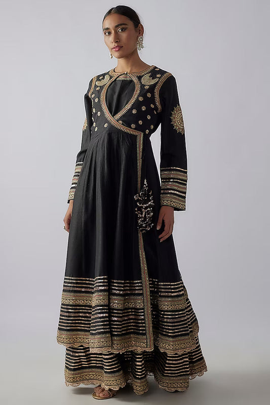 gopi-vaid-black-tussar-embroidered-anarkali