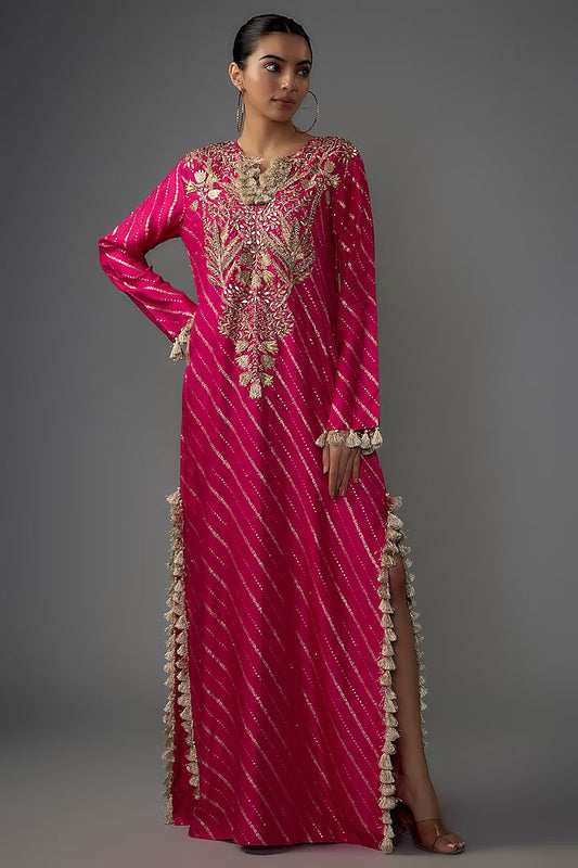 payal-singhal-hot-pink-dola-silk-embroidered-kaftan