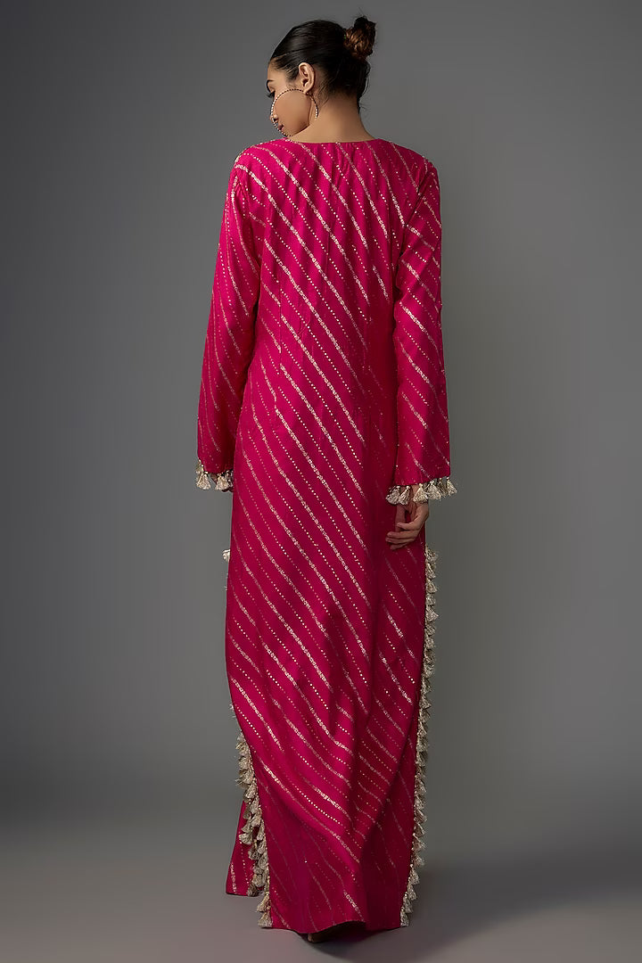 payal-singhal-hot-pink-dola-silk-embroidered-kaftan