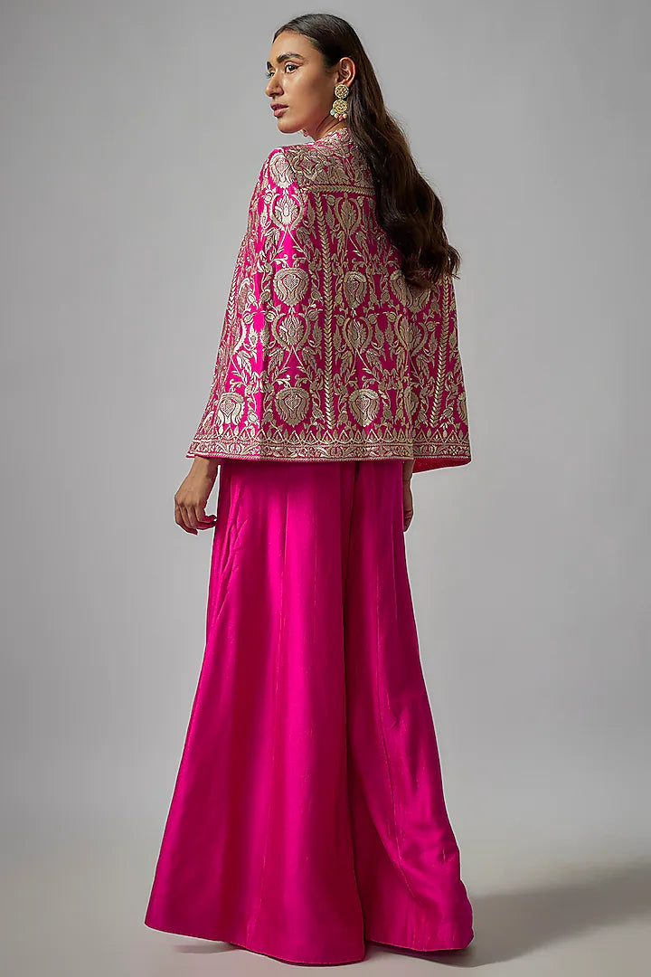 gopi-vaid-pink-tussar-paneled-pant-set