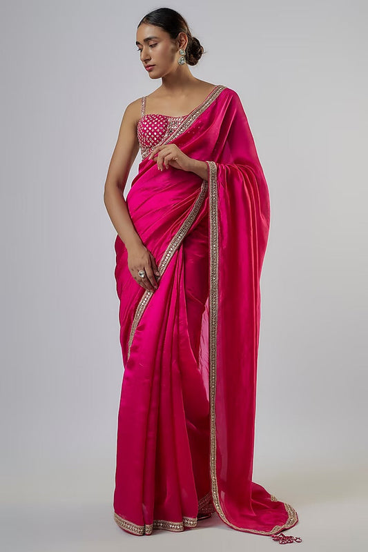 punit-balana-rani-pink-organza-silk-patra-work-saree-set